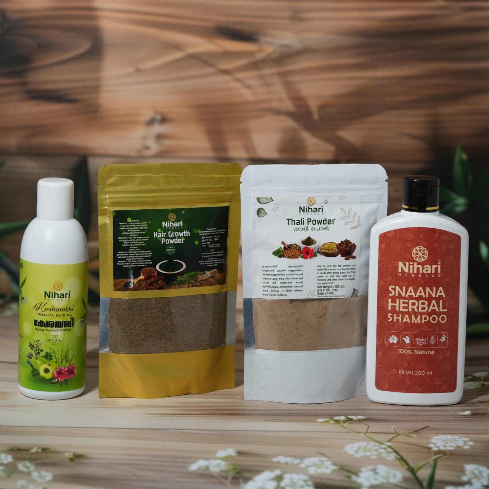 Hair Full Kit : Keshasakhi Hairoil 200ml + snaana Shampoo 200ml + Thalipodi 100gm + Hair Growth Powder 100gm ₹1010/-